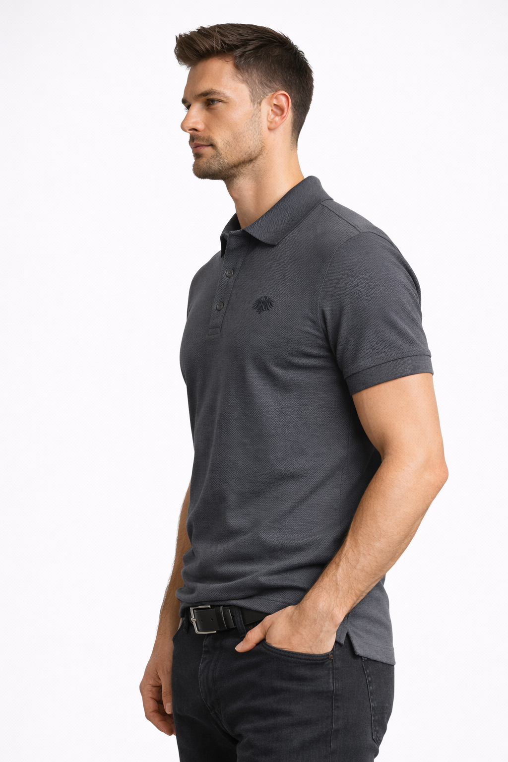 Graues German Outfitters Kurzarm Polo