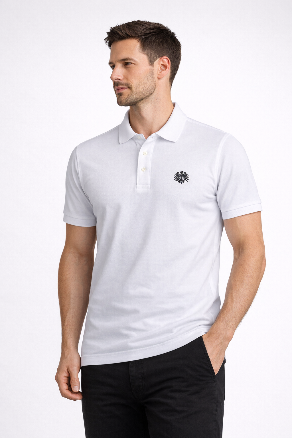 Weißes German Outfitters Kurzarm Polo