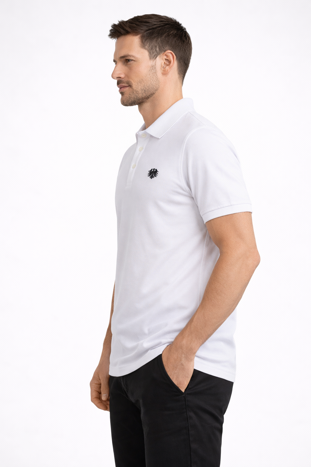 Weißes German Outfitters Kurzarm Polo