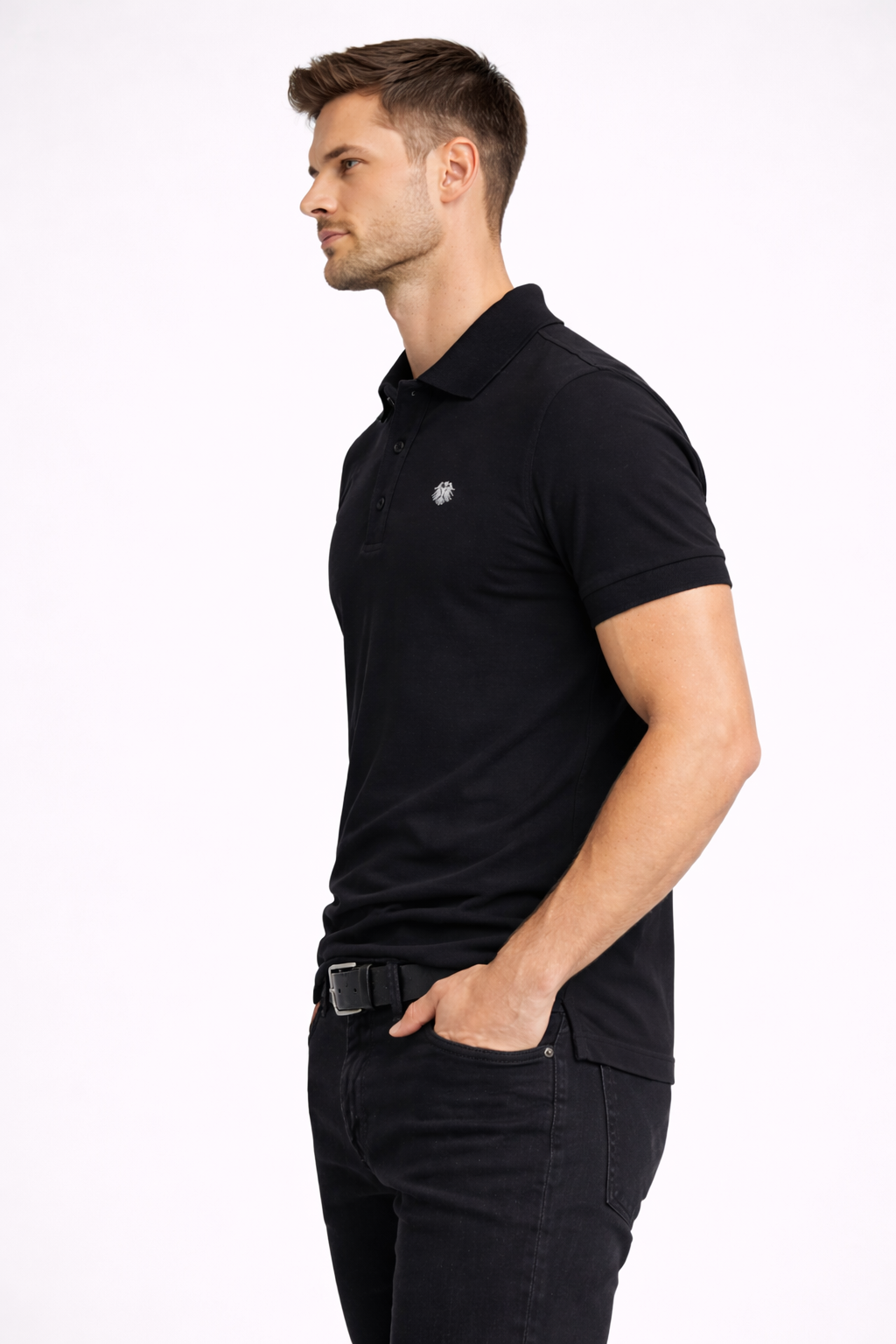Schwarzes German Outfitters Kurzarm Polo