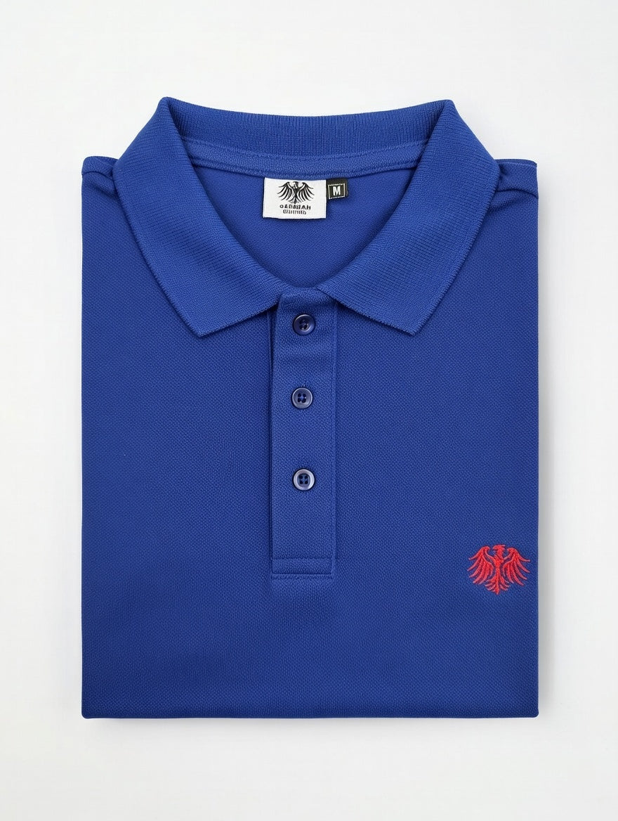 Blaues German Outfitters Kurzarm Polo