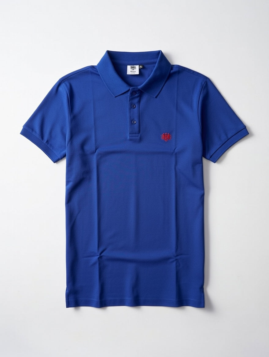 Blaues German Outfitters Kurzarm Polo